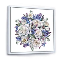 Bouquet Peonies White and Blue  Wall Art