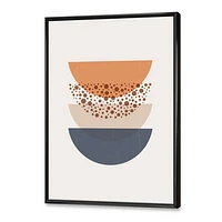 Abstract Sun & Moon Geometrics Blue Orange  Wall Art