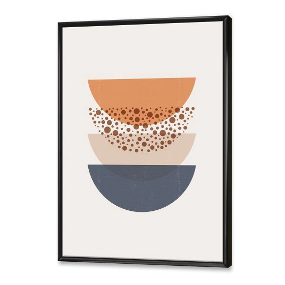 Abstract Sun & Moon Geometrics Blue Orange  Wall Art