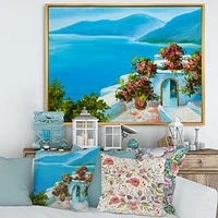 House Near The Sea Colorful Flowers I  Wall Art