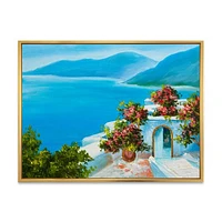 House Near The Sea Colorful Flowers I  Wall Art