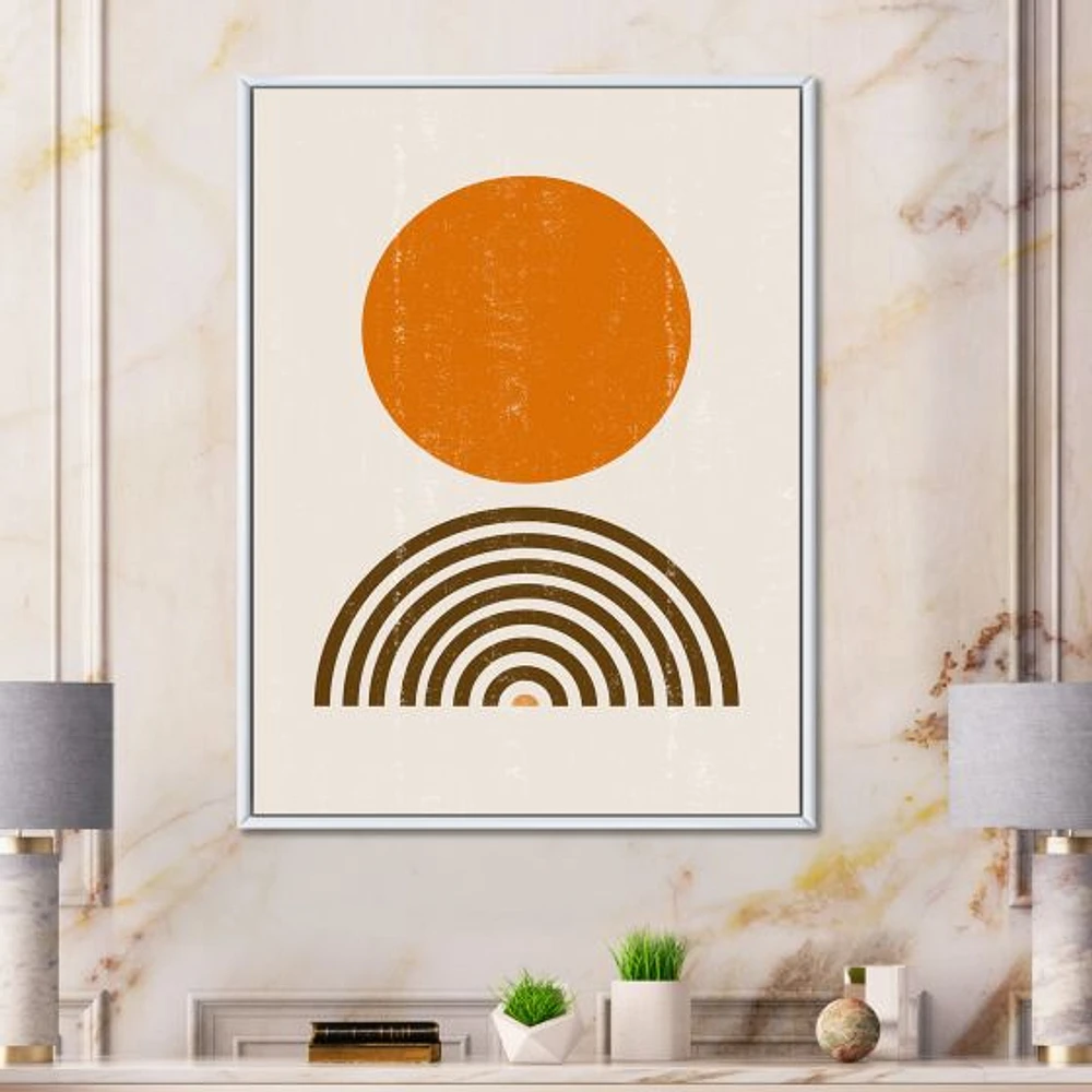 Toile « Minimal Orange Sun and Rainbow I »