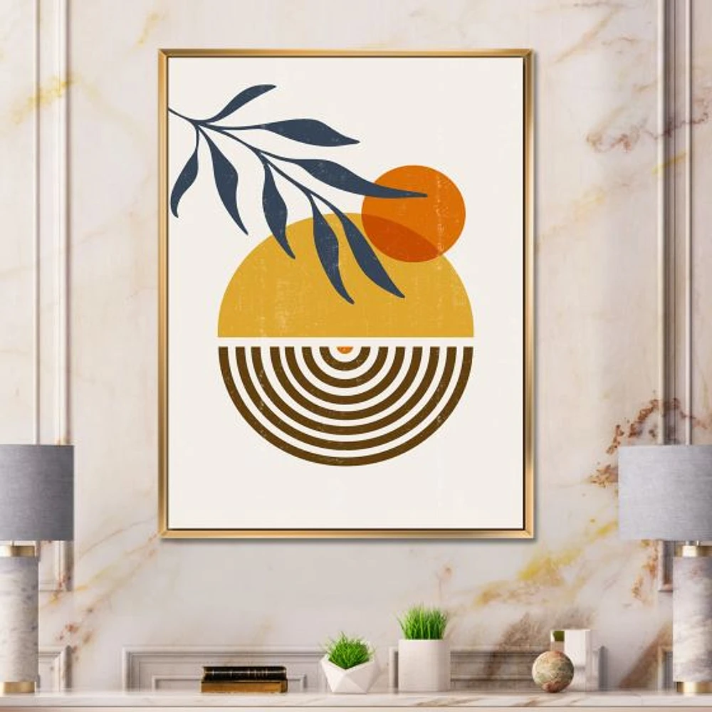 Botanical Minimalist Leaf with Abstract Shapes IV Wall Art