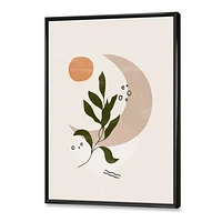 Abstract Geometrical Moon with Leaf I  Wall Art