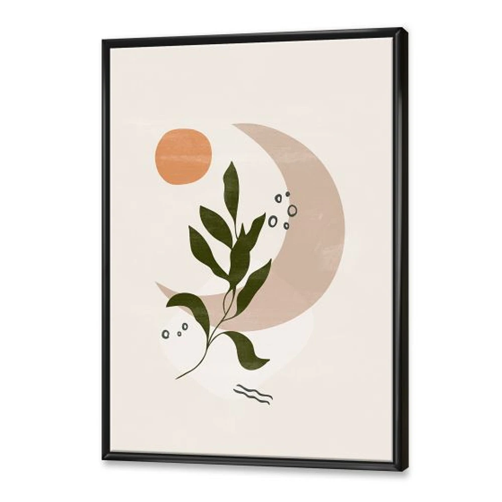 Abstract Geometrical Moon with Leaf I  Wall Art