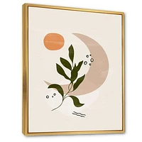 Abstract Geometrical Moon with Leaf I  Wall Art