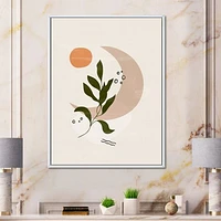 Abstract Geometrical Moon with Leaf I  Wall Art