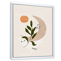 Abstract Geometrical Moon with Leaf I  Wall Art