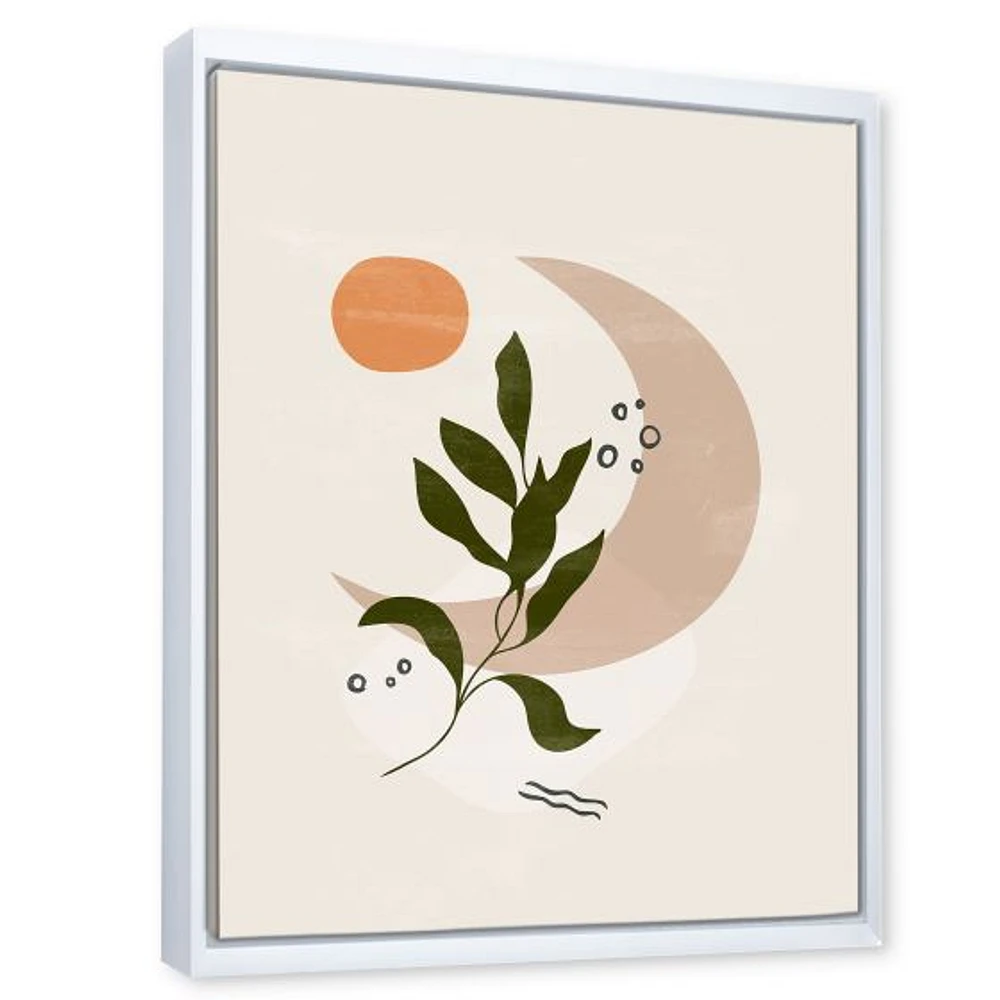 Abstract Geometrical Moon with Leaf I  Wall Art