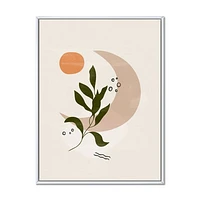 Abstract Geometrical Moon with Leaf I  Wall Art