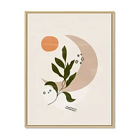 Abstract Geometrical Moon with Leaf I  Wall Art