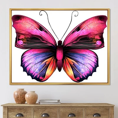 Bright Pink Butterfly Portrait  Wall Art