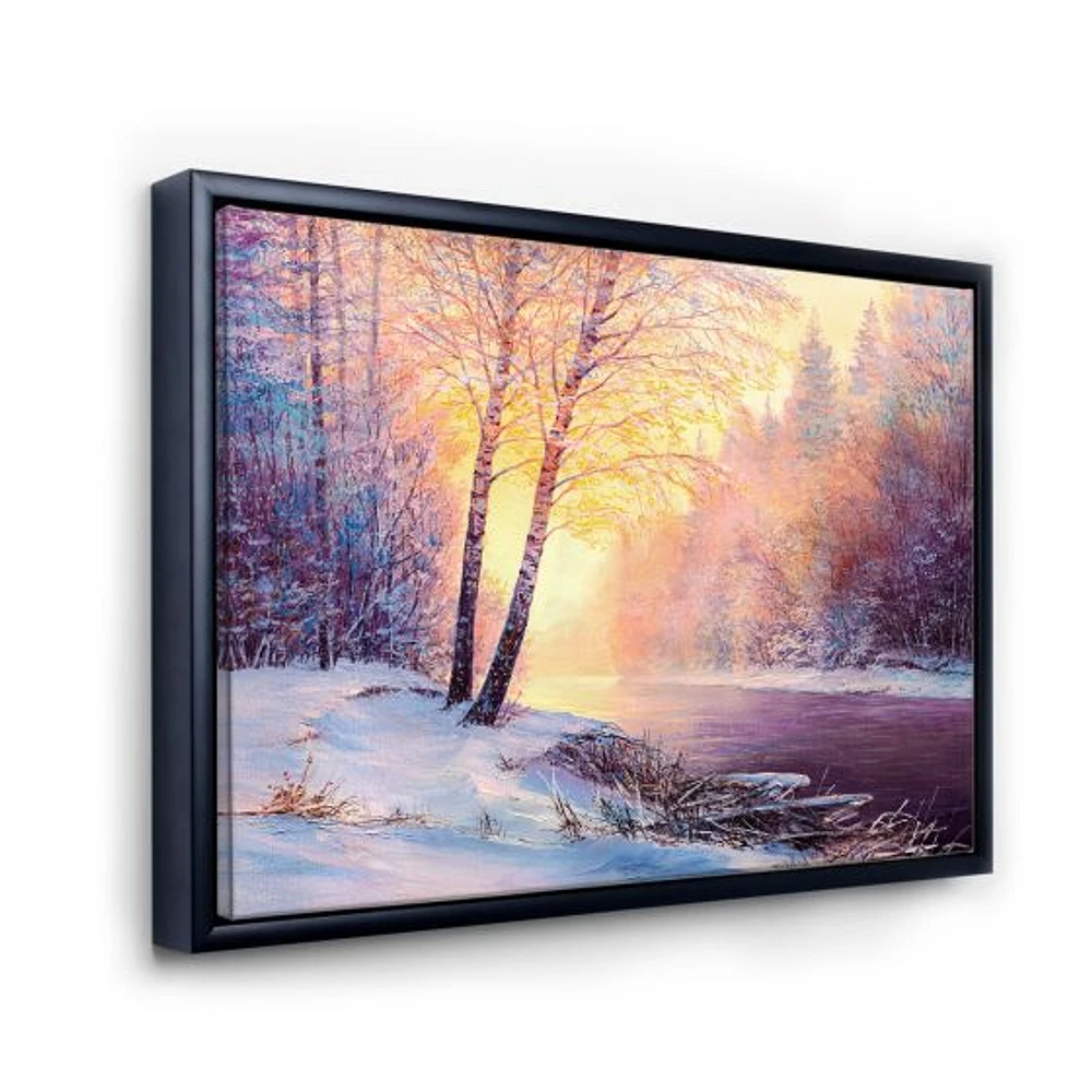 Winter Scenery with Bridge of Meandering River II  Wall Art