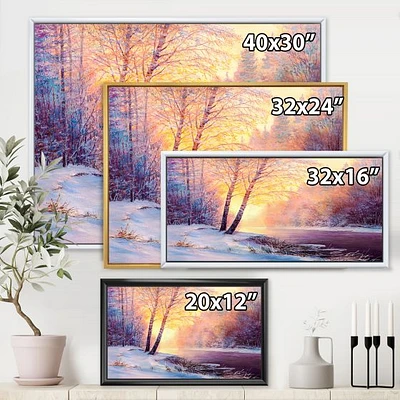 Toile « Winter Scenery with Bridge of Meandering River II »