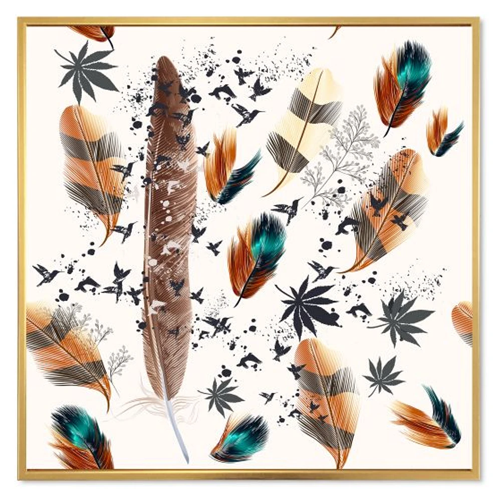 Multicolored Feather Pattern  Wall Art