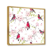 Red Bullfinches on Magnolia Tree  Wall Art