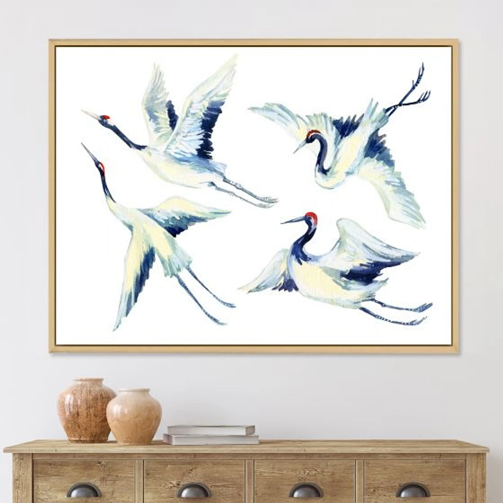 Asian Crane Bird Impression  Wall Art