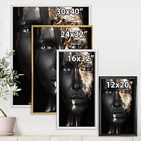 Portrait of A Afro American Girl with Gold Makeup  Wall Art