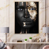 Portrait of A Afro American Girl with Gold Makeup  Wall Art