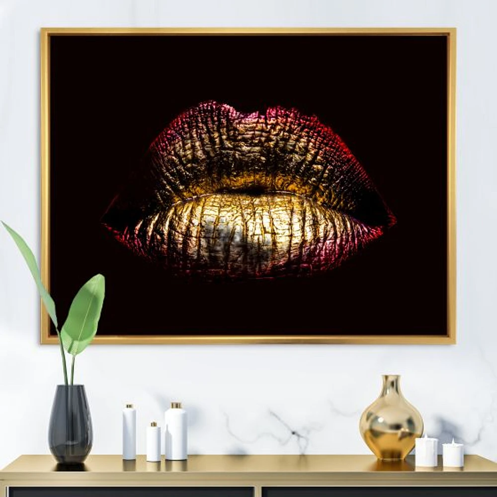 Toile « Sexy Golden Metallized Female Lips IV