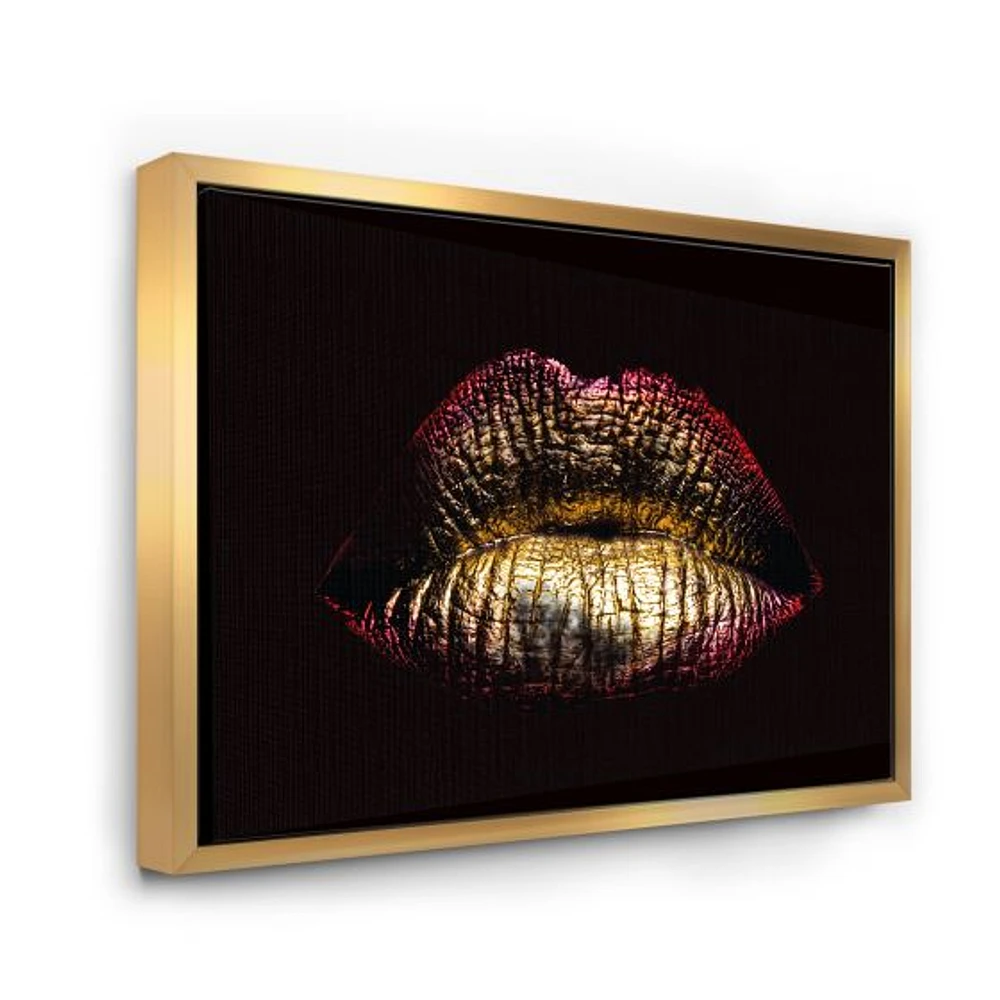 Sexy Golden Metallized Female Lips IV  Wall Art