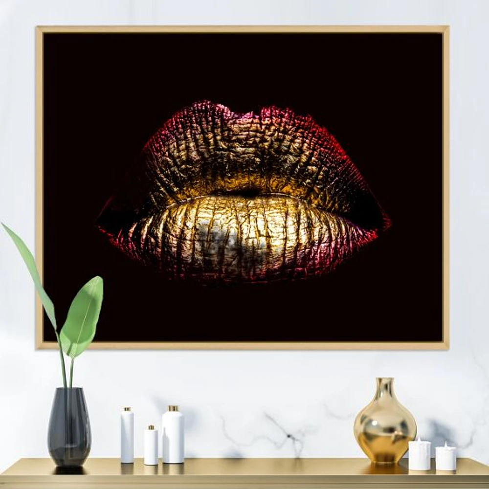 Toile « Sexy Golden Metallized Female Lips IV