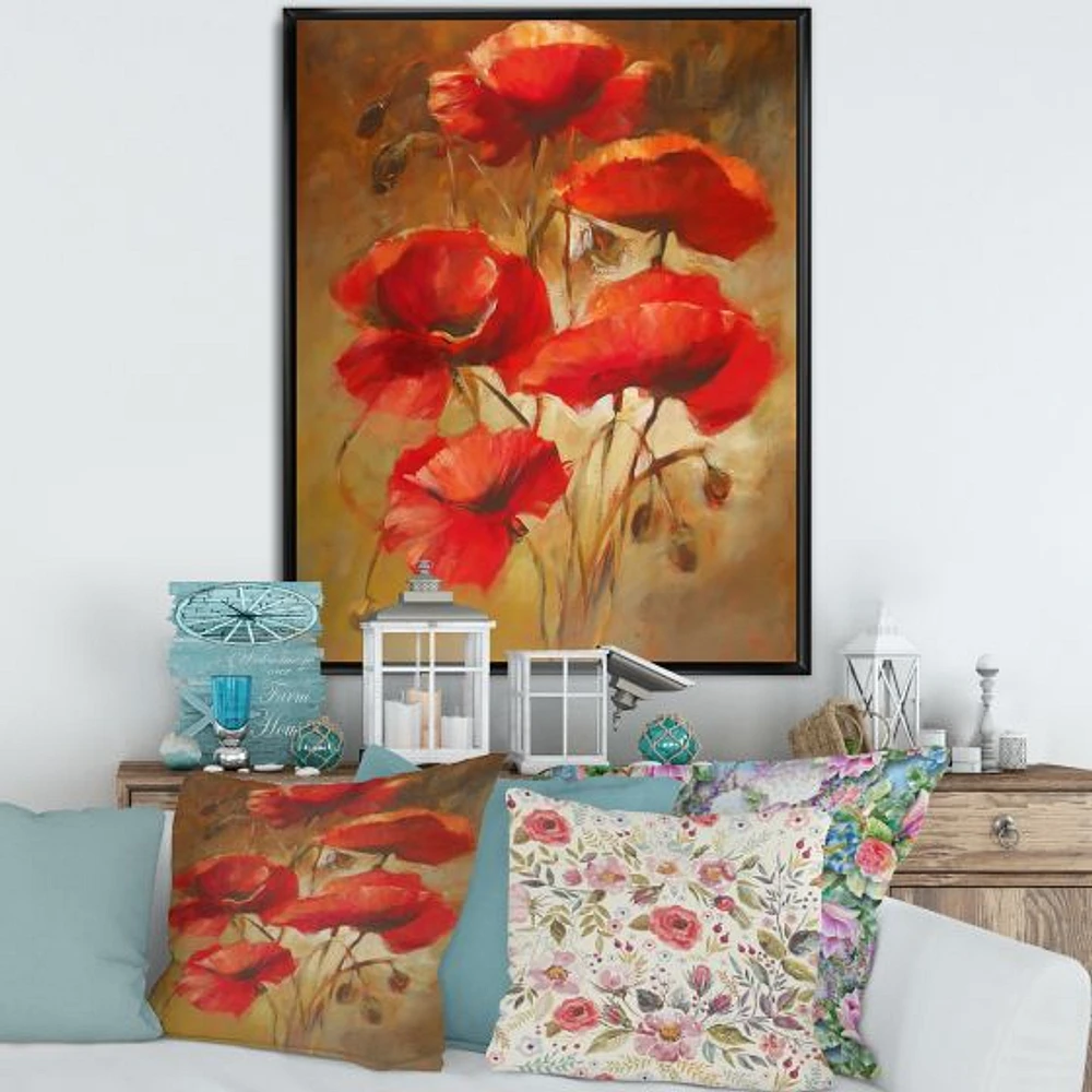 Red Blossoming Poppies IV  Wall Art