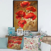 Red Blossoming Poppies IV  Wall Art