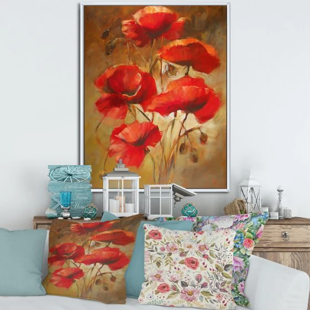 Red Blossoming Poppies IV  Wall Art