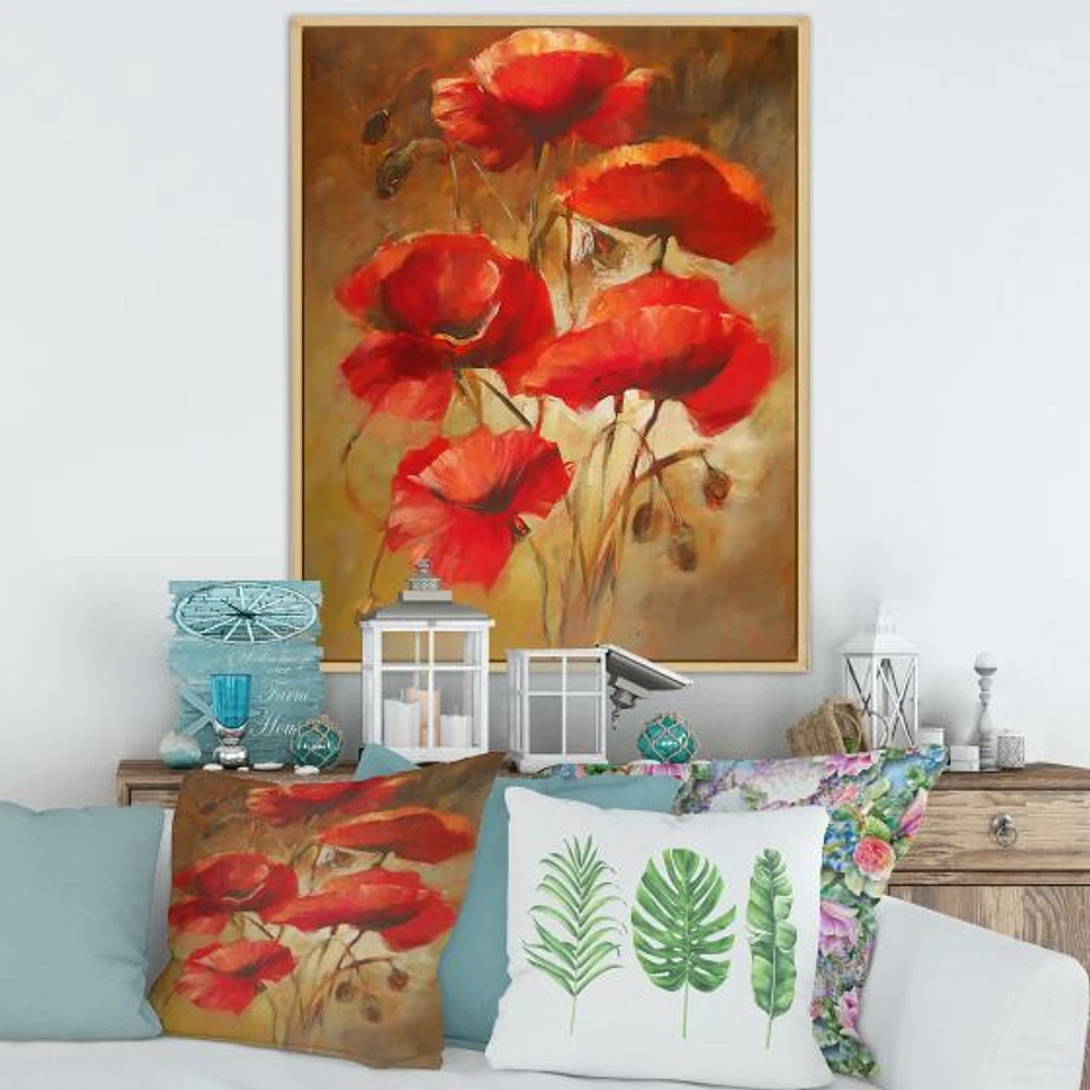 Red Blossoming Poppies IV  Wall Art