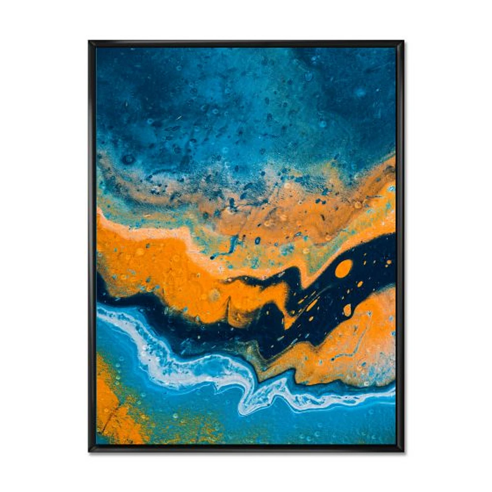 Abstract Marble Composition Blue and Orange IV  Wall Art