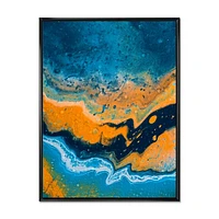 Toile « Abstract Marble Composition Blue and Orange IV »