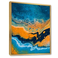 Abstract Marble Composition Blue and Orange IV  Wall Art