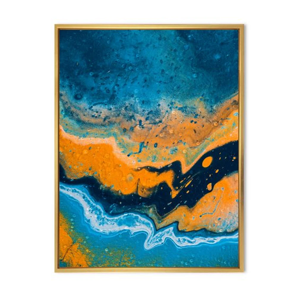 Toile « Abstract Marble Composition Blue and Orange IV »