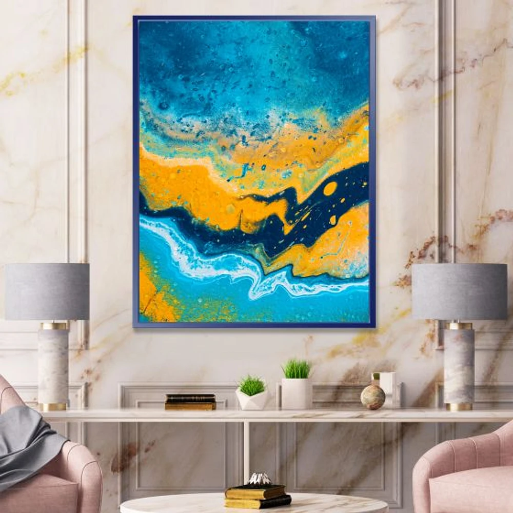 Abstract Marble Composition Blue and Orange IV  Wall Art