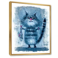 Cat Holding A Fish Its Claws  Wall Art