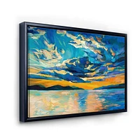 Cloudy Wide Open Sunset Over Ocean Horizon  Wall Art