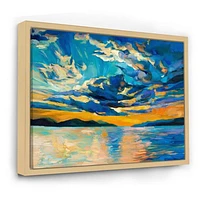 Cloudy Wide Open Sunset Over Ocean Horizon  Wall Art