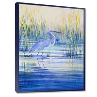 Blue Heron on The Lake Shore At Sunset  Canvas Wall Art Print