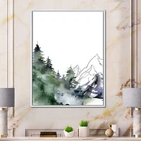 Winter Dark Blue Mountain Landscape with Trees III Canvas Wall Art Print