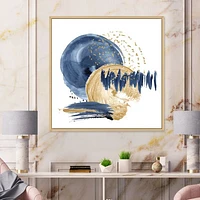 Toile imprimée « Dark Blue & Gold Abstract Circle Ocean Texture »