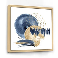 Dark Blue & Gold Abstract Circle Ocean Texture  Wall Art