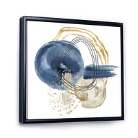 Abstract Dark Blue Gold & Black Underwater Life Canvas Wall Art Print