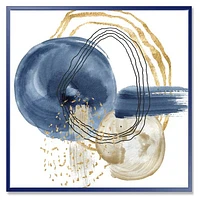 Abstract Dark Blue Gold & Black Underwater Life Canvas Wall Art Print