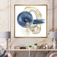 Abstract Dark Blue Gold & Black Underwater Life Canvas Wall Art Print