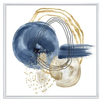 Abstract Dark Blue Gold & Black Underwater Life Canvas Wall Art Print