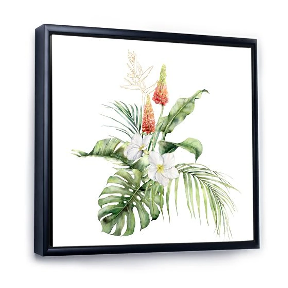 Tropical Bouquet with Lupine Plumeria Palm Leaves  Wall Art