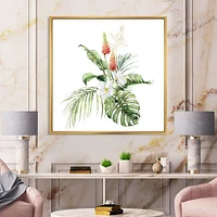 Toile imprimée « Tropical Bouquet with Lupine Plumeria Palm Leaves »