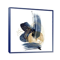 Landscape of Dark Blue Mountains & Gold Strokes II  Wall Art