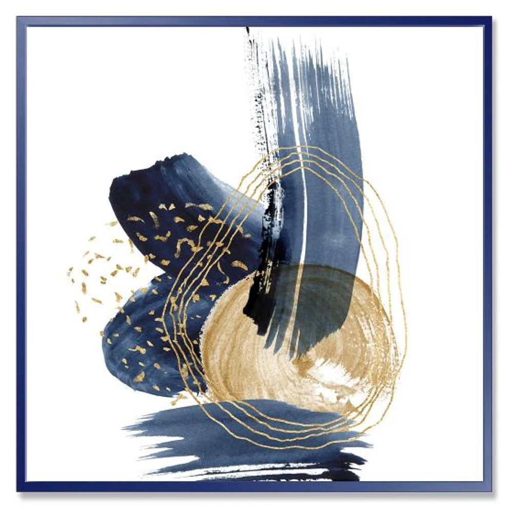 Toile imprimée « Landscape of Dark Blue Mountains & Gold Strokes II